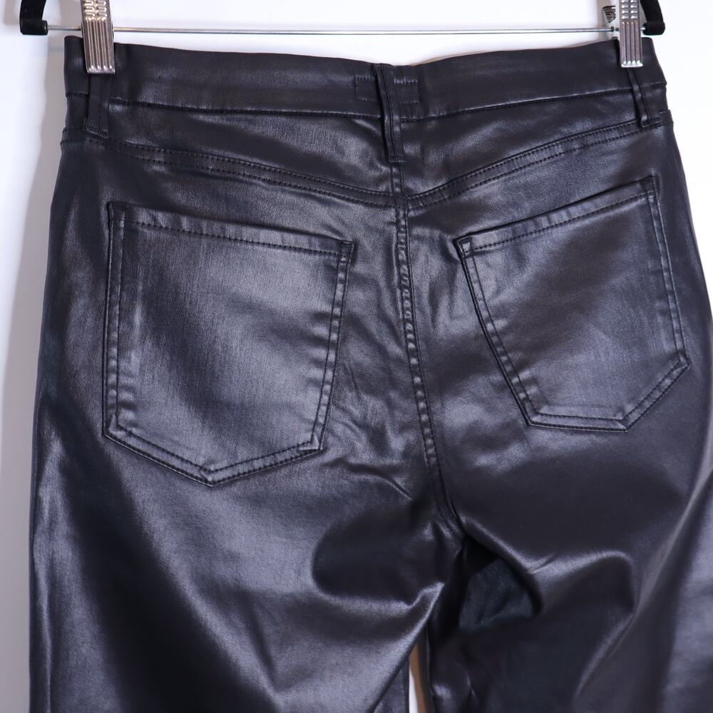 Kut from the Kloth Meg Jeans Black Coated Wide Leg High Rise Women's 6 - Picture 7 of 10